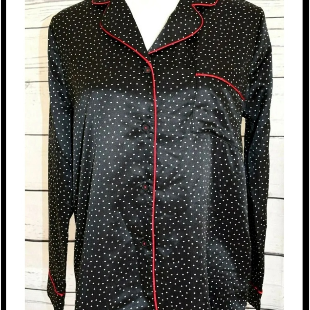 NEW SOMA InBloom Look of Love BLACK RED WHITE DOT PAJAMA TOP, Small NWT